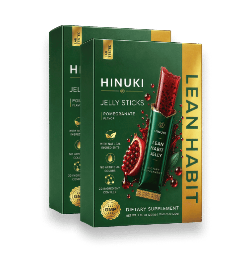 Bandel 2 pek Hinuki — dua kotak stik jeli Lean Habit hijau